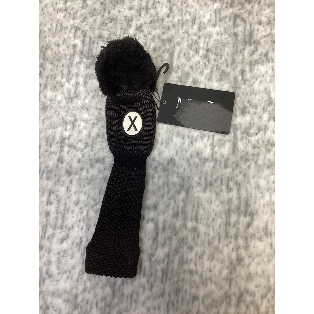 Maxfli Knit Hybrid Golf Club Headcover Black White Pom Pom MX494 NWT